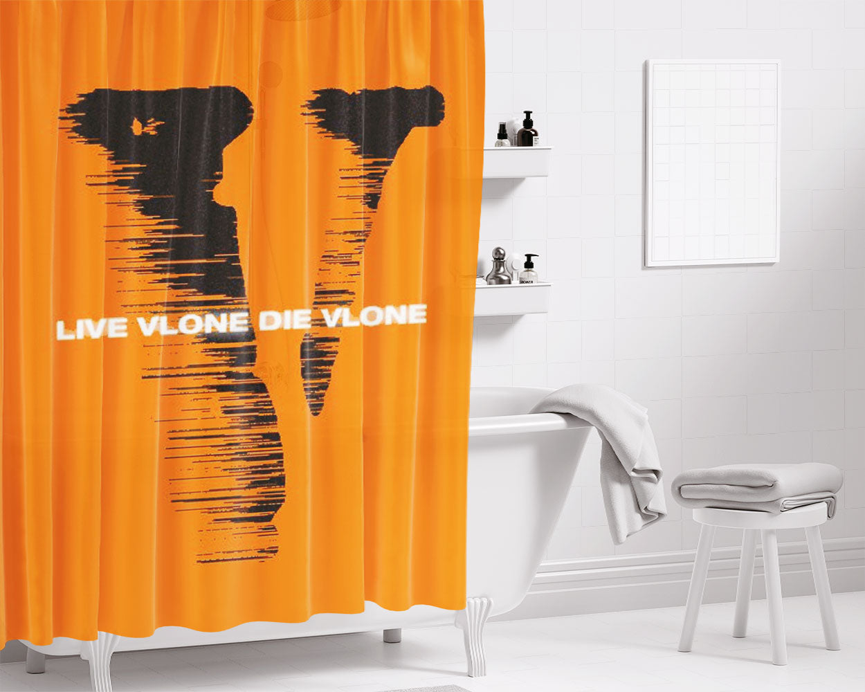Live Vlone Die Vlone Bathroom Shower Curtain Fabric Waterproof | 66 X 72 Inch