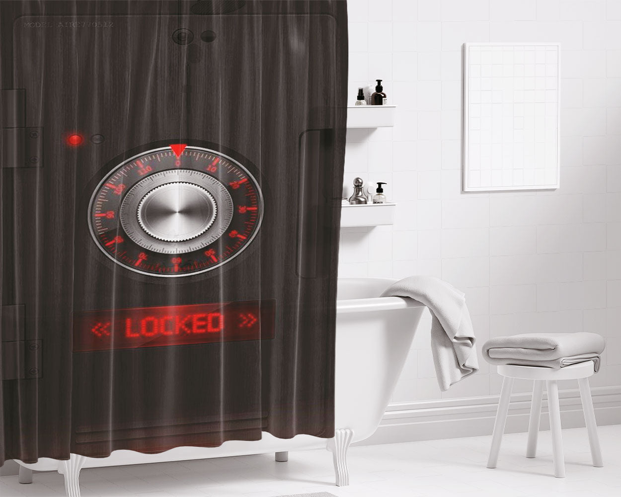 Locked Bank Protector Bathroom Shower Curtain Fabric Waterproof | 66 X 72 Inch