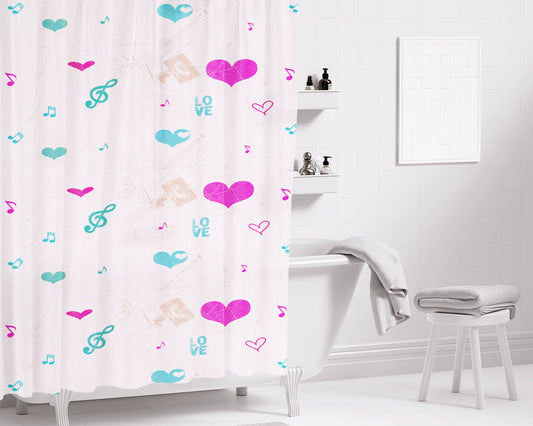 Love My Chicago Cubs Bathroom Shower Curtain Fabric Waterproof | 66 X 72 Inch