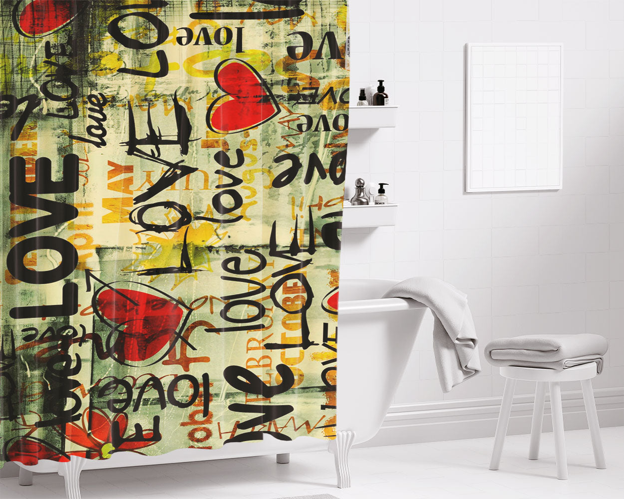 Love Yourself More August Bathroom Shower Curtain Fabric Waterproof | 66 X 72 Inch