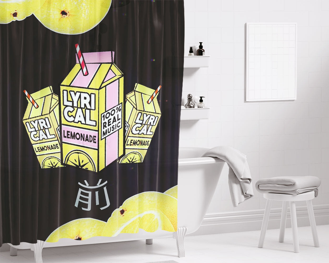 Lyrical Lemonade Wallpaper Bathroom Shower Curtain Fabric Waterproof | 66 X 72 Inch