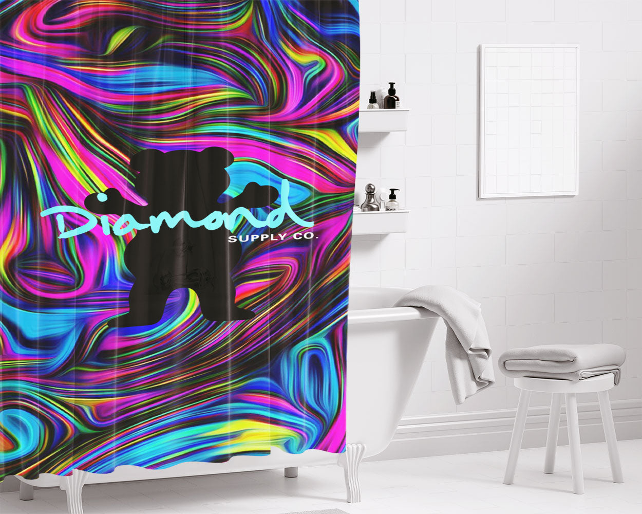 Made Diamond Xist Bathroom Shower Curtain Fabric Waterproof | 66 X 72 Inch