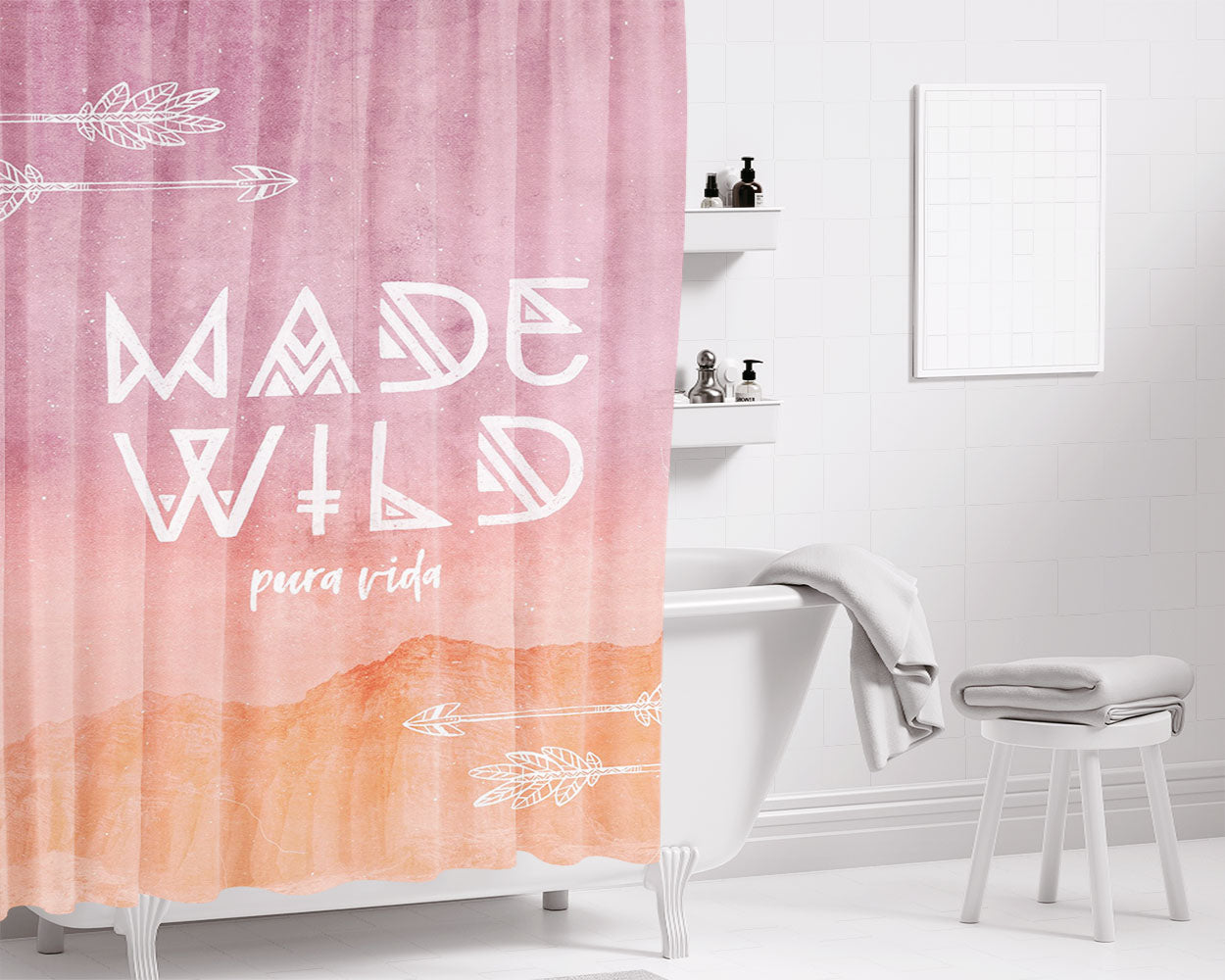 Made Wild August Bathroom Shower Curtain Fabric Waterproof | 66 X 72 Inch