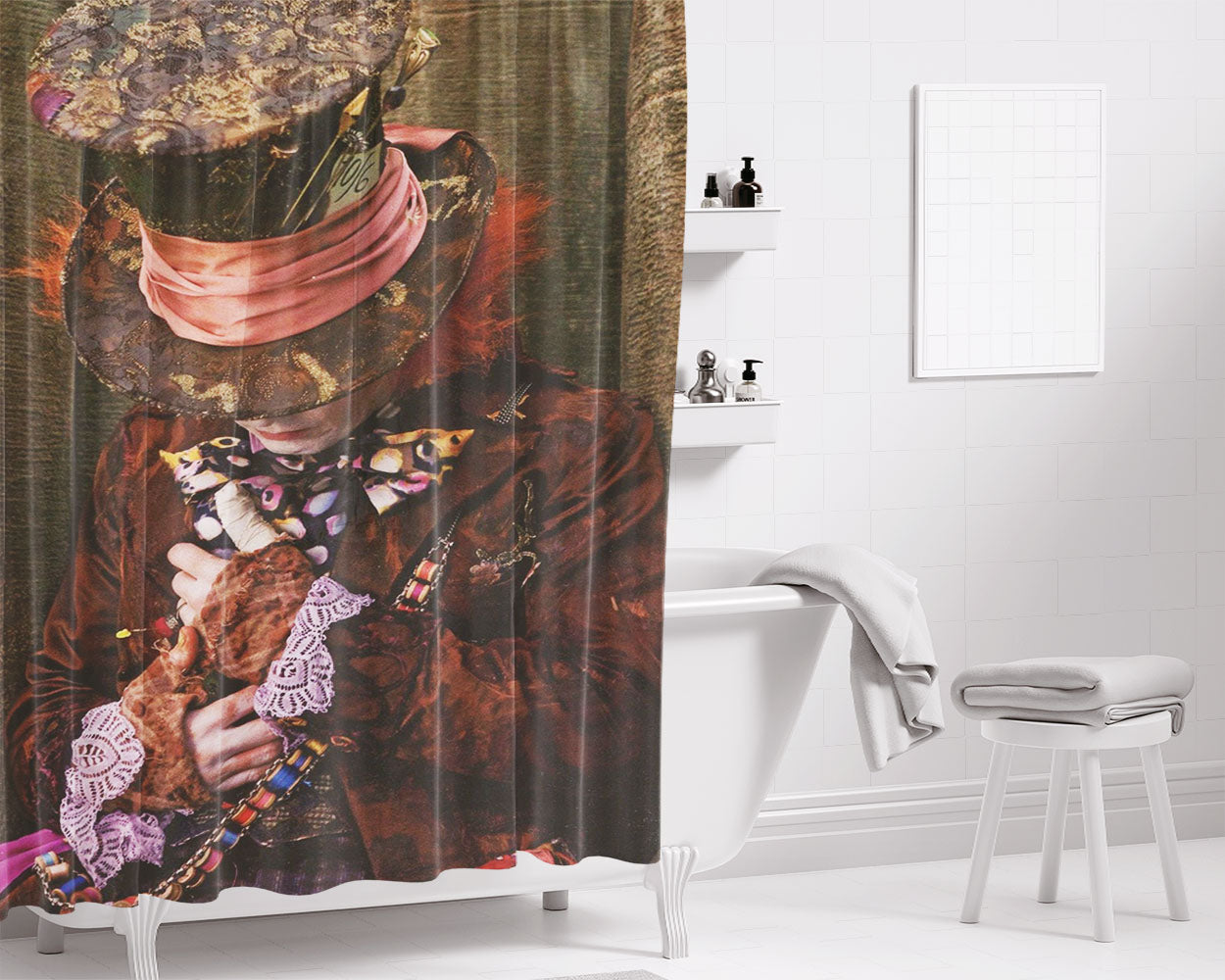 Madhatter Johnny Depp Bathroom Shower Curtain Fabric Waterproof | 66 X 72 Inch