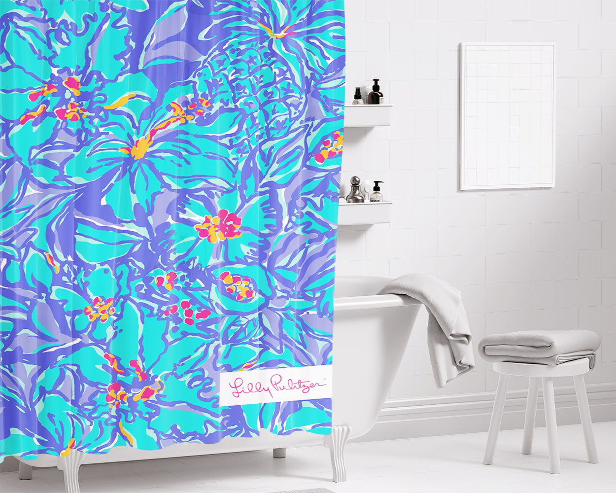 Mai Tai Lilly Pulitzer Bathroom Shower Curtain Fabric Waterproof | 66 X 72 Inch