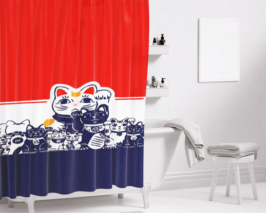 Maneki Bathroom Shower Curtain Fabric Waterproof | 66 X 72 Inch