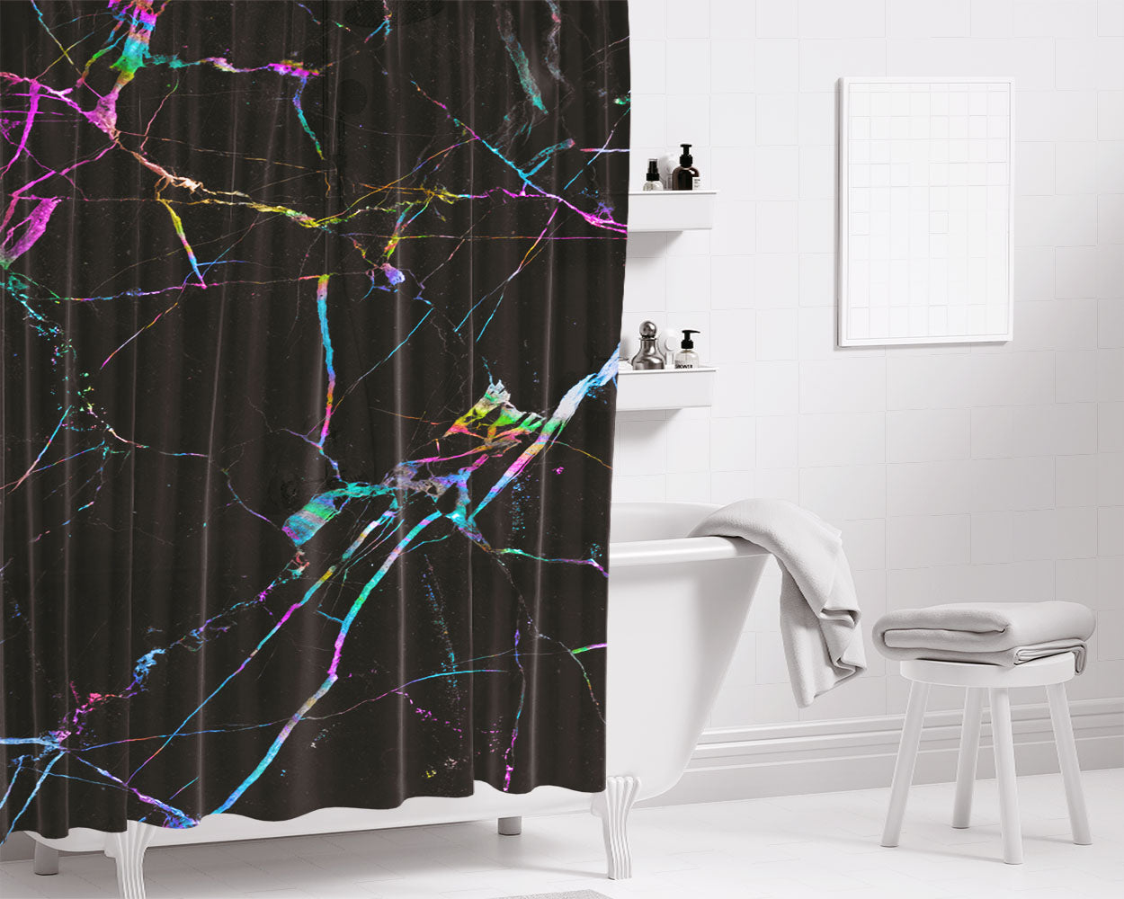 Marble Holo Bathroom Shower Curtain Fabric Waterproof | 66 X 72 Inch