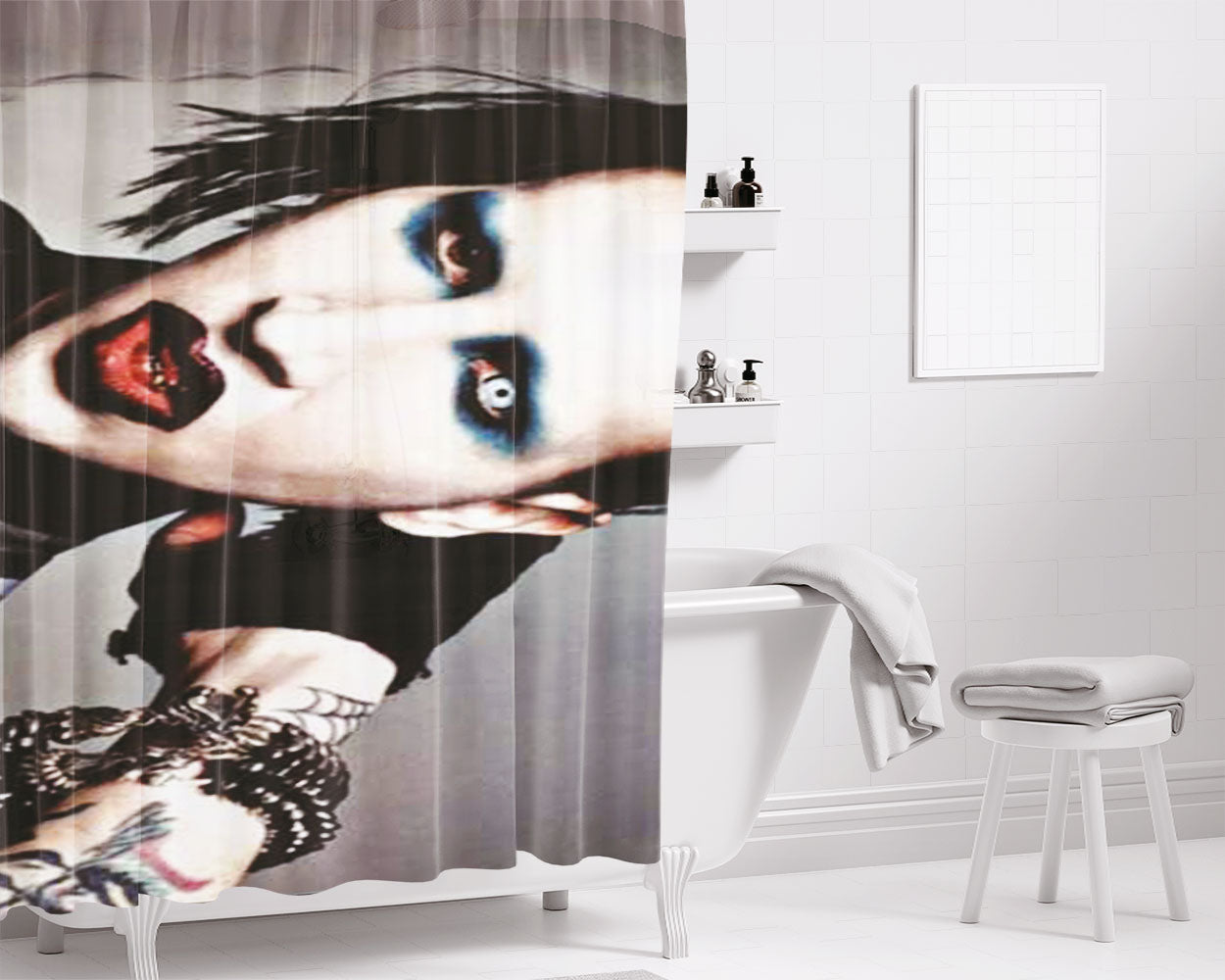 Marilyn Manson Makeup Bathroom Shower Curtain Fabric Waterproof | 66 X 72 Inch