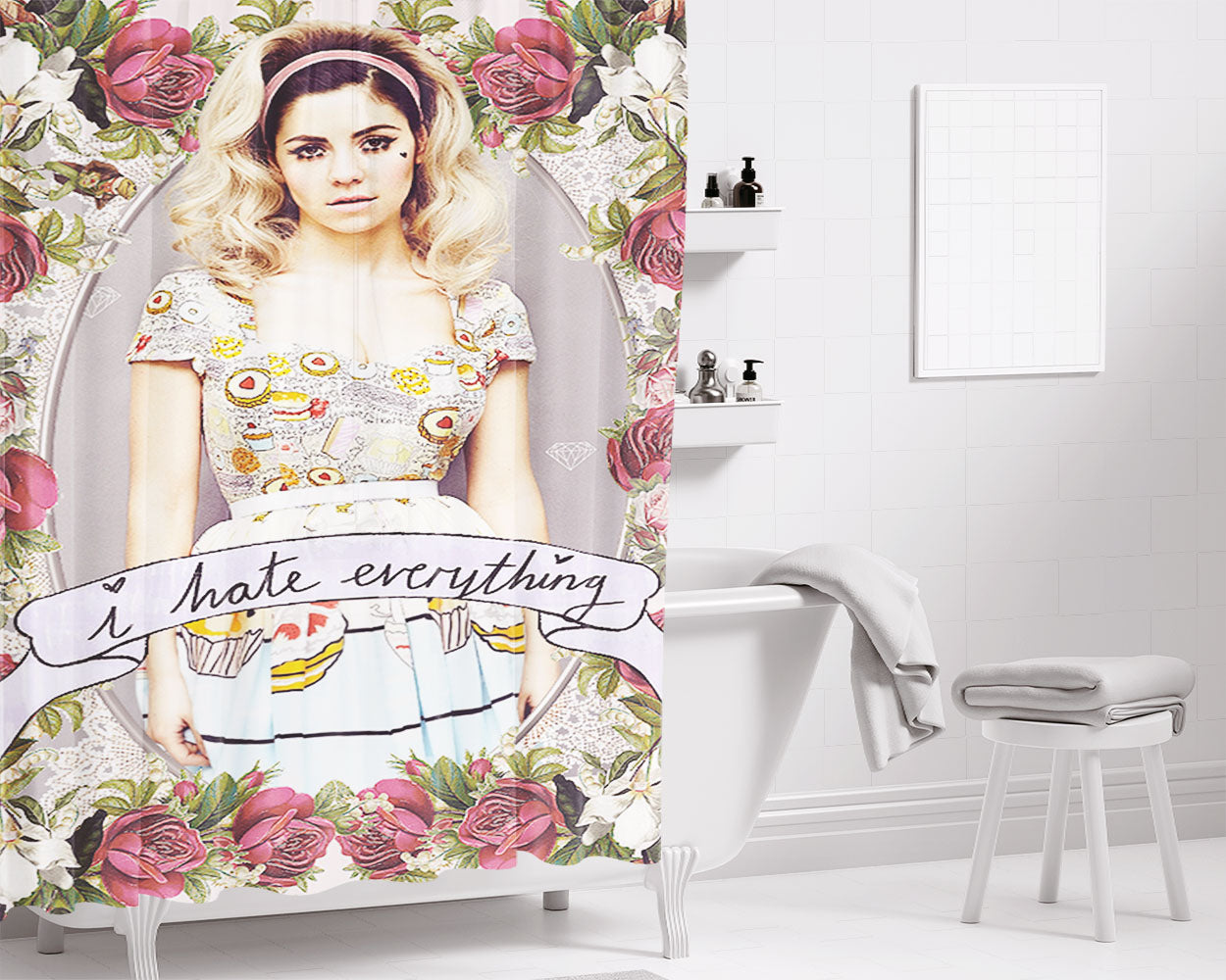Marina And The Diamond - I Hate Everything Bathroom Shower Curtain Fabric Waterproof | 66 X 72 Inch