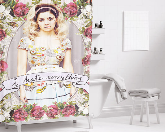 Marina And The Diamond Hate Everything Bathroom Shower Curtain Fabric Waterproof | 66 X 72 Inch