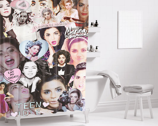 Marina And The Diamonds Collage Bathroom Shower Curtain Fabric Waterproof | 66 X 72 Inch