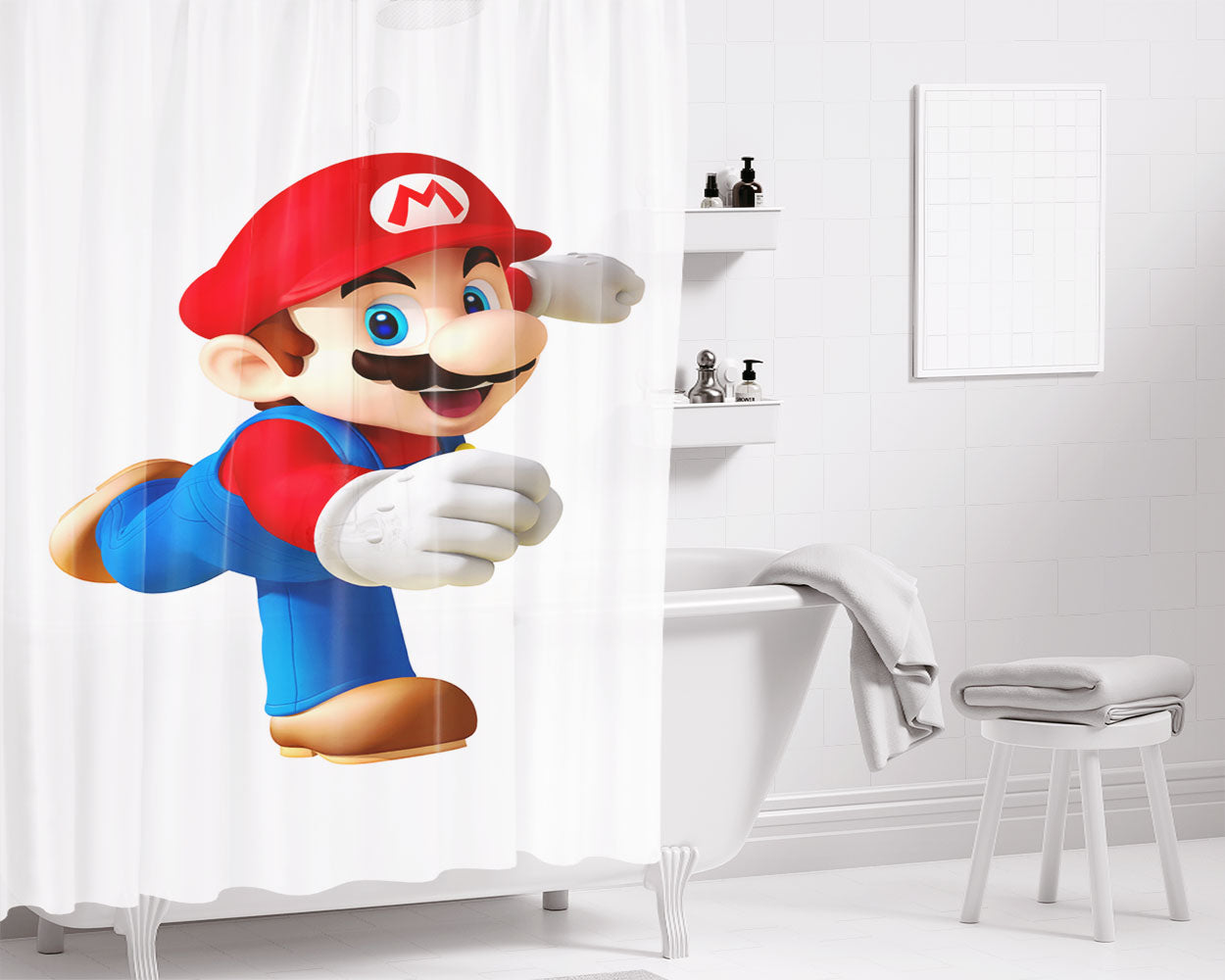 Mario Hd Mobile Wallpaper Bathroom Shower Curtain Fabric Waterproof | 66 X 72 Inch