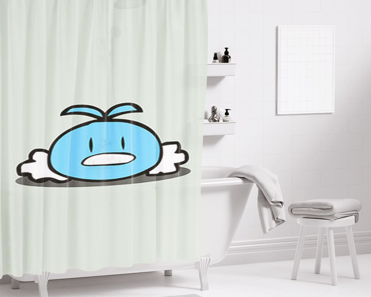 Mario Jumping Animation Bathroom Shower Curtain Fabric Waterproof | 66 X 72 Inch