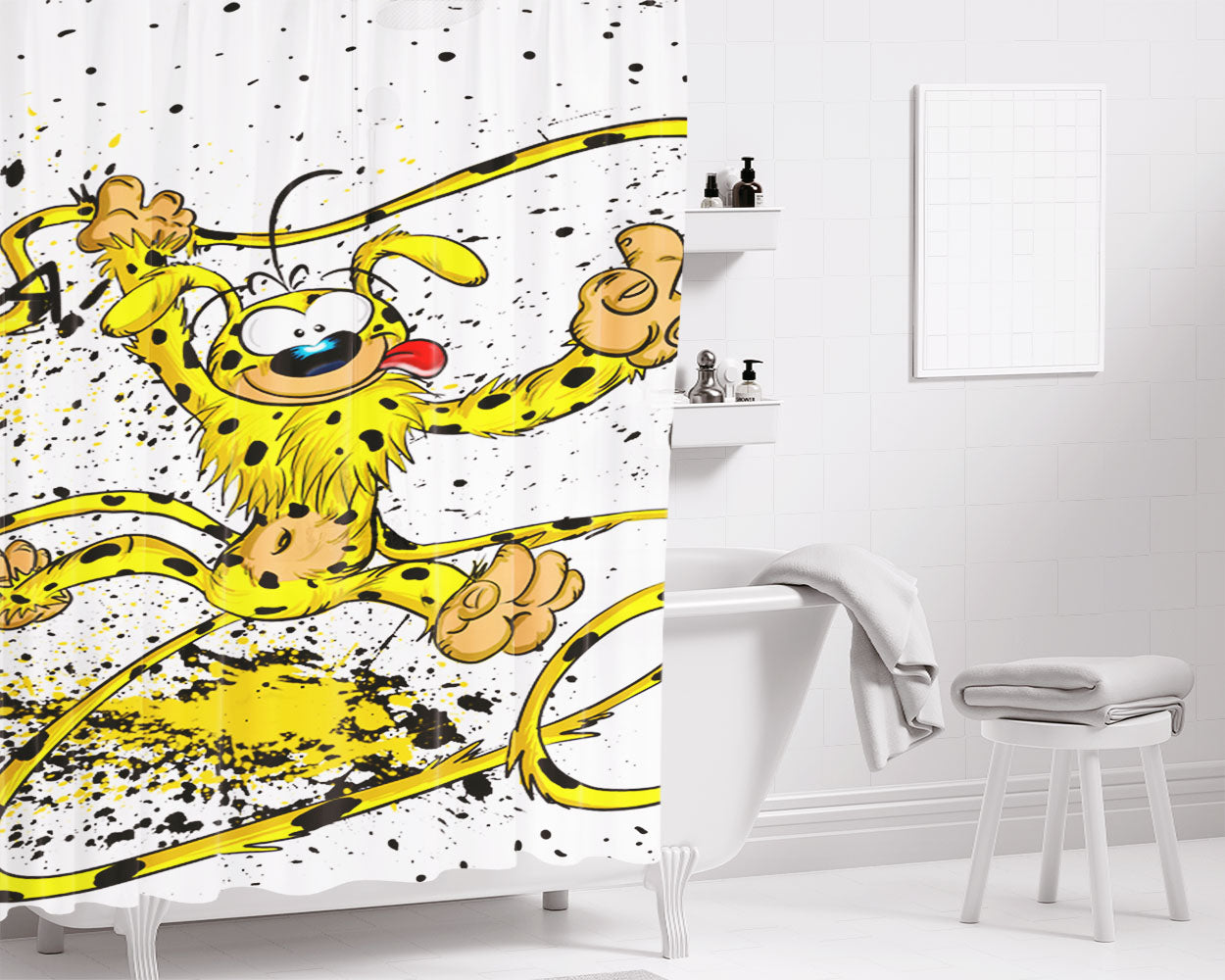 Marupilami Splatter Bathroom Shower Curtain Fabric Waterproof | 66 X 72 Inch