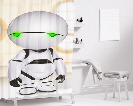 Marvin The Paranoid Android Bathroom Shower Curtain Fabric Waterproof | 66 X 72 Inch