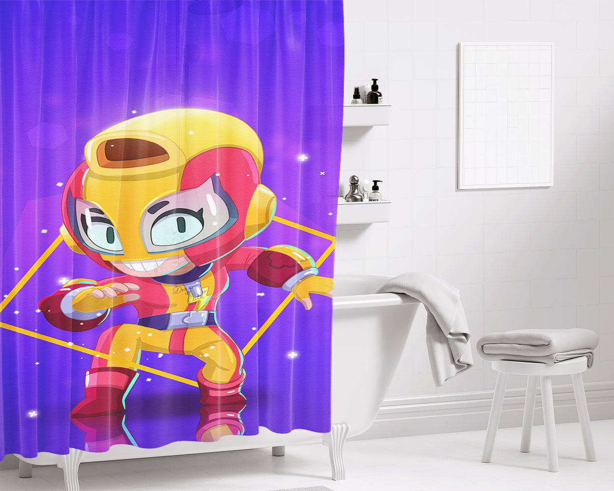 Max Brawl Stars Canvas Wallpaper Bathroom Shower Curtain Fabric Waterproof | 66 X 72 Inch