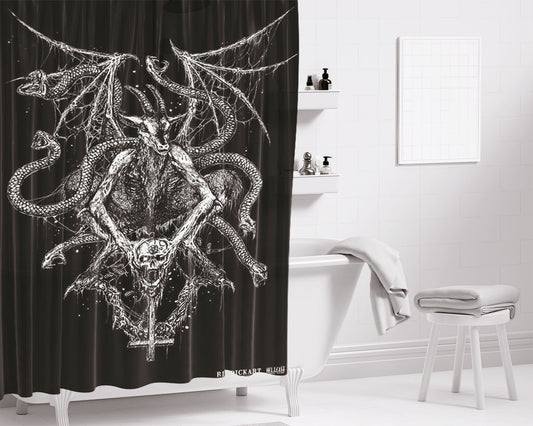 Metal Gore Drawing Bathroom Shower Curtain Fabric Waterproof | 66 X 72 Inch