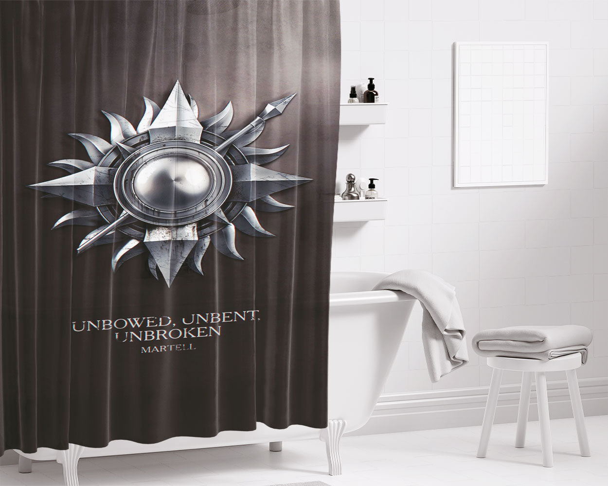 Unbowed Unbent Unbroken Martell Game Of Thr Bathroom Shower Curtain Fabric Waterproof | 66 X 72 Inch