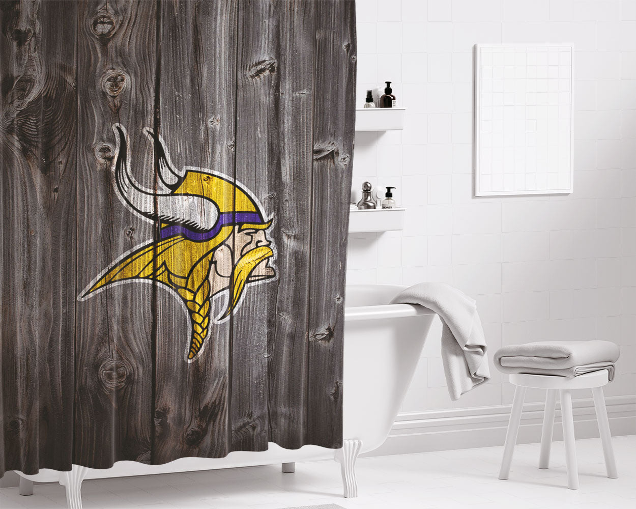Viking Grey Wo Bathroom Shower Curtain Fabric Waterproof | 66 X 72 Inch