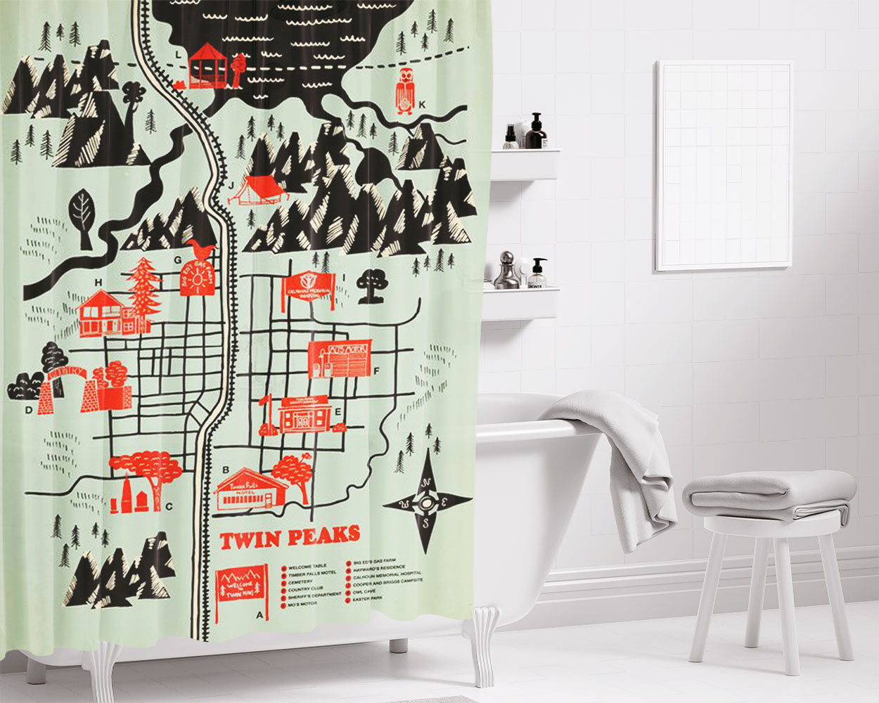 Welcome To The Town Of Remarkable Bathroom Shower Curtain Fabric Waterproof | 66 X 72 Inch