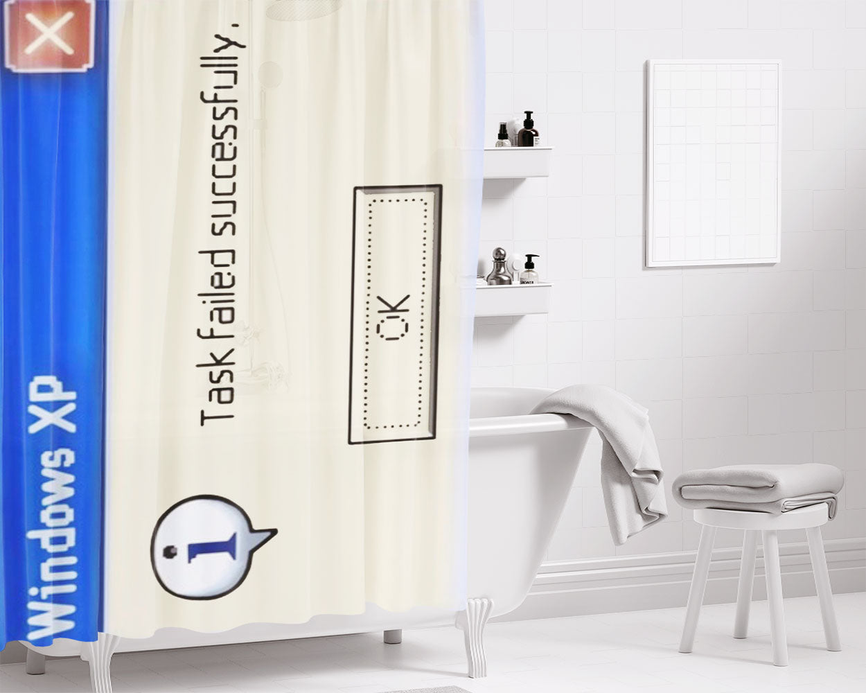 Windows Xp Task Failed Bathroom Shower Curtain Fabric Waterproof | 66 X 72 Inch
