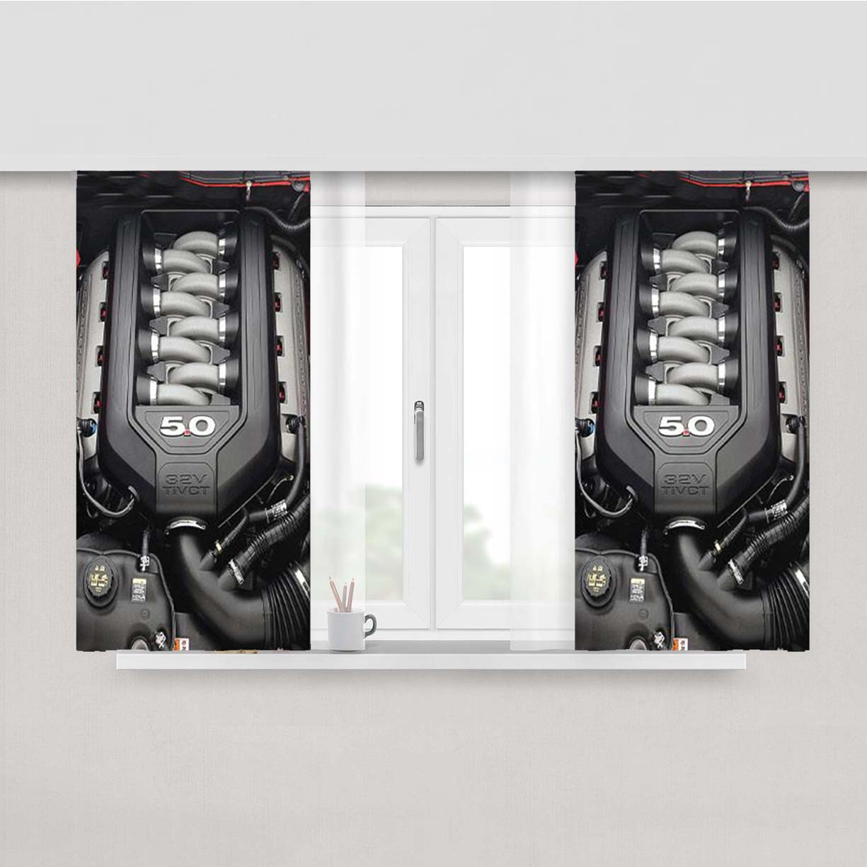 5 0L Coyote Ford Mustang Gt Engine Fabric Window Curtains