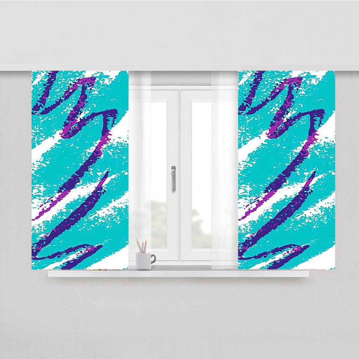 90'S Cup Jazz Pattern Fabric Window Curtains