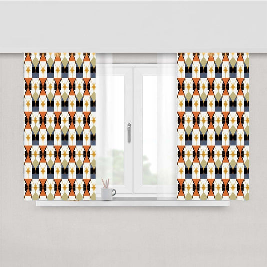 A Pattern With A Geometric Pattern Fabric Window Curtains