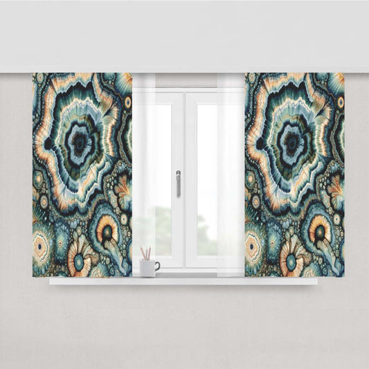 Abstract Geode Mandala Fabric Window Curtains