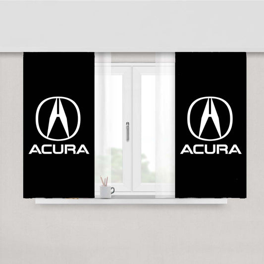 Acura Logo Black Fabric Window Curtains