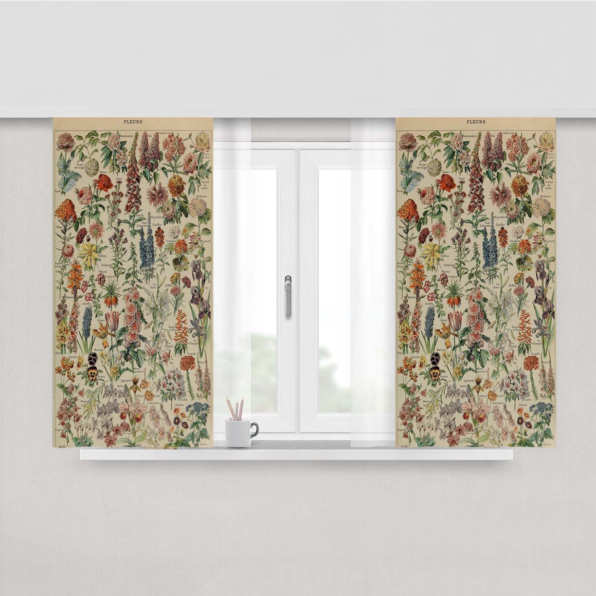 Adolphe Millot'S Flowers Fabric Window Curtains