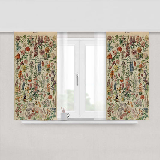 Adolphe Millot'S Flowers Chart Fabric Window Curtains