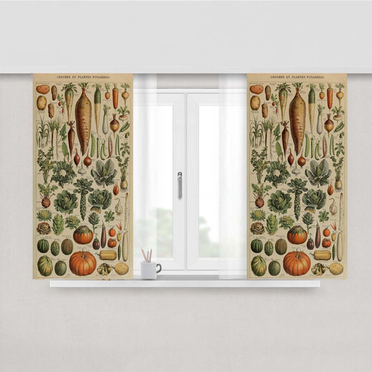 Adolphe Millot'S Vegetables Fabric Window Curtains