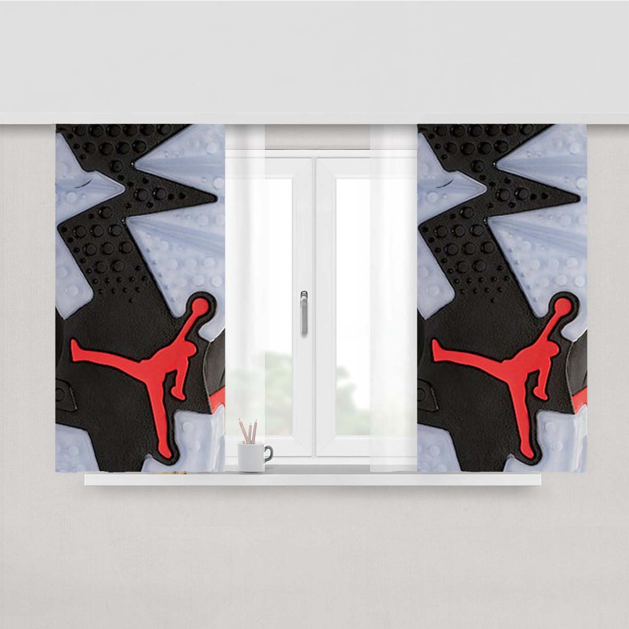 Air Jordan Black Red Sole Fabric Window Curtains