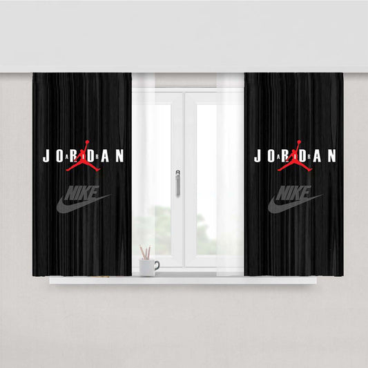 Air Jordan Black Wood Grain Fabric Window Curtains