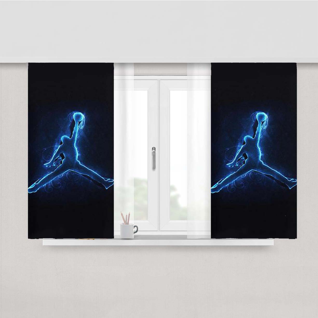 Air Jordan Logo Neon Fabric Window Curtains
