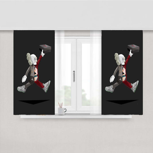Air Jordan X Kaws Illustration Fabric Window Curtains