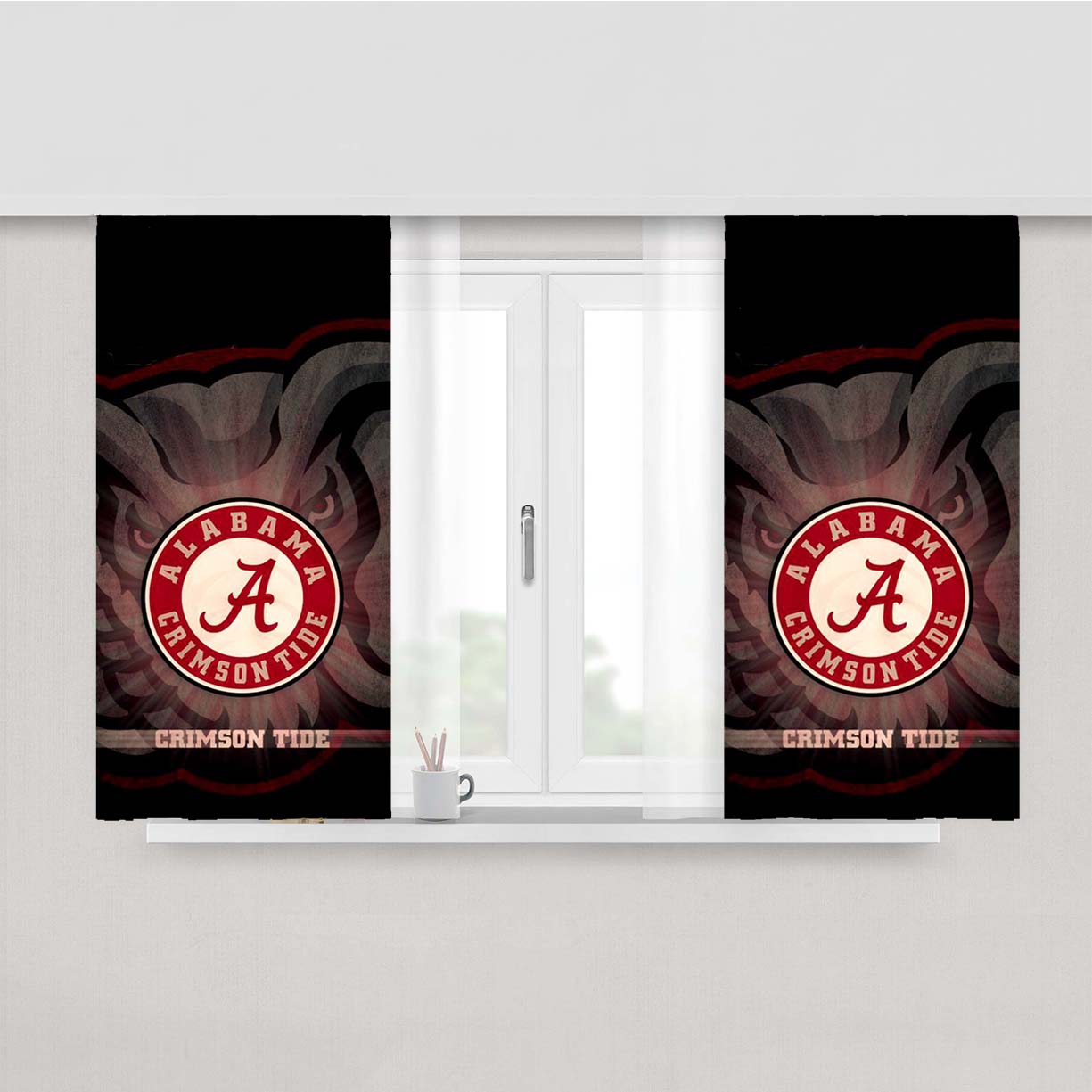 Alabama Crimson Tide 6 Peach Skin Window Curtains