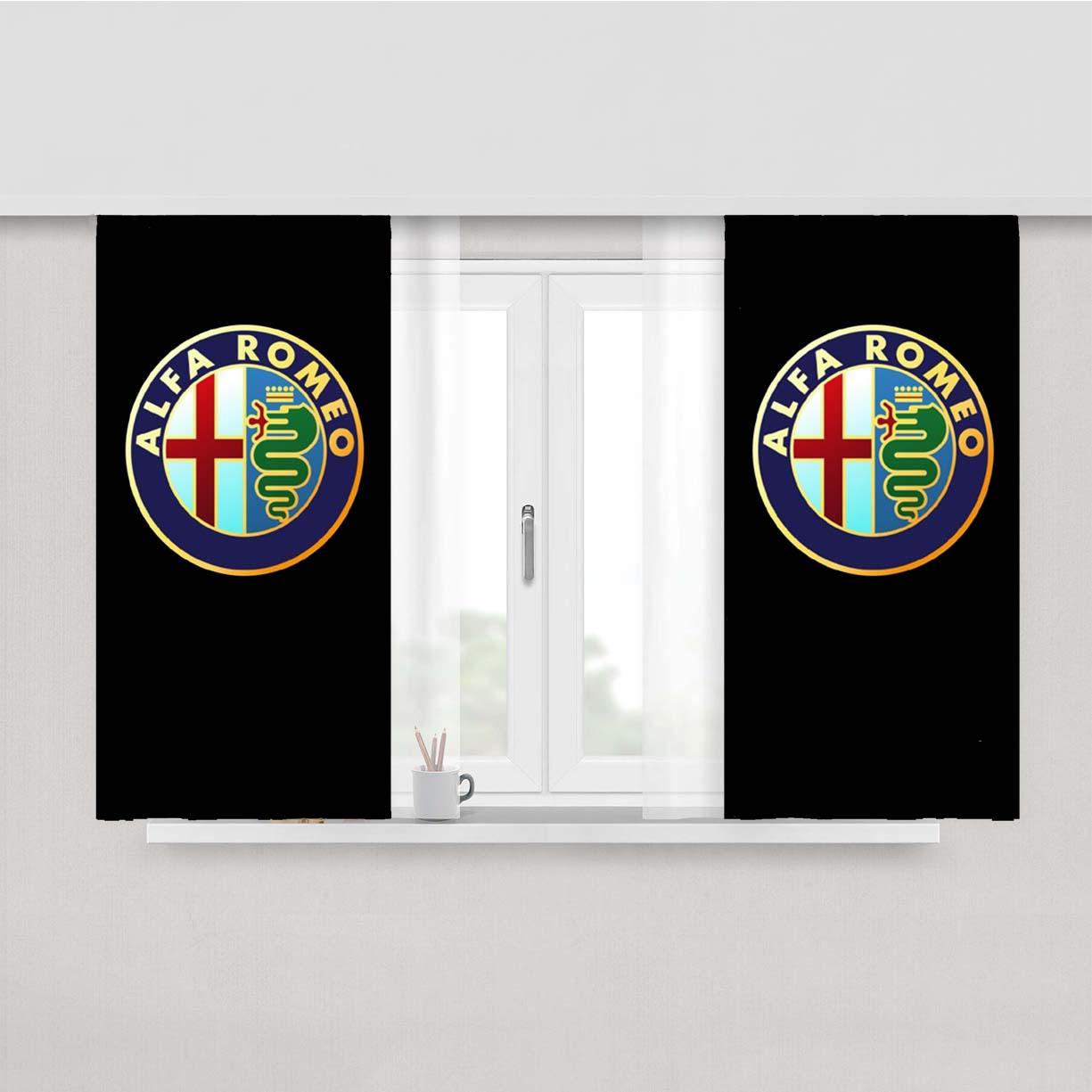Alfa Romeo Logo Peach Skin Window Curtains