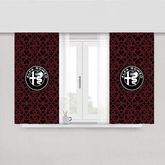 Alfa Romeo Logo Pattern Wallpaper Art Peach Skin Window Curtains