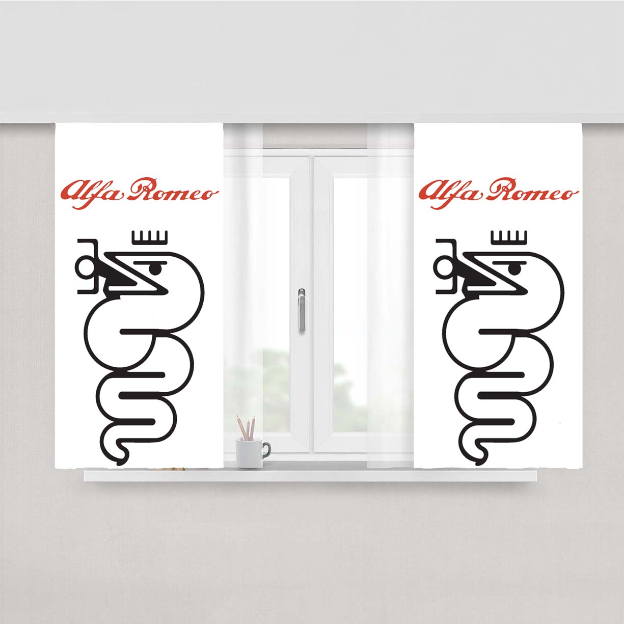 Alfa Romeo Wallpaper Logo Peach Skin Window Curtains