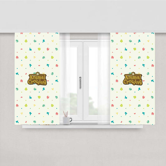 Animal Crossing Logo Pattern Peach Skin Window Curtains