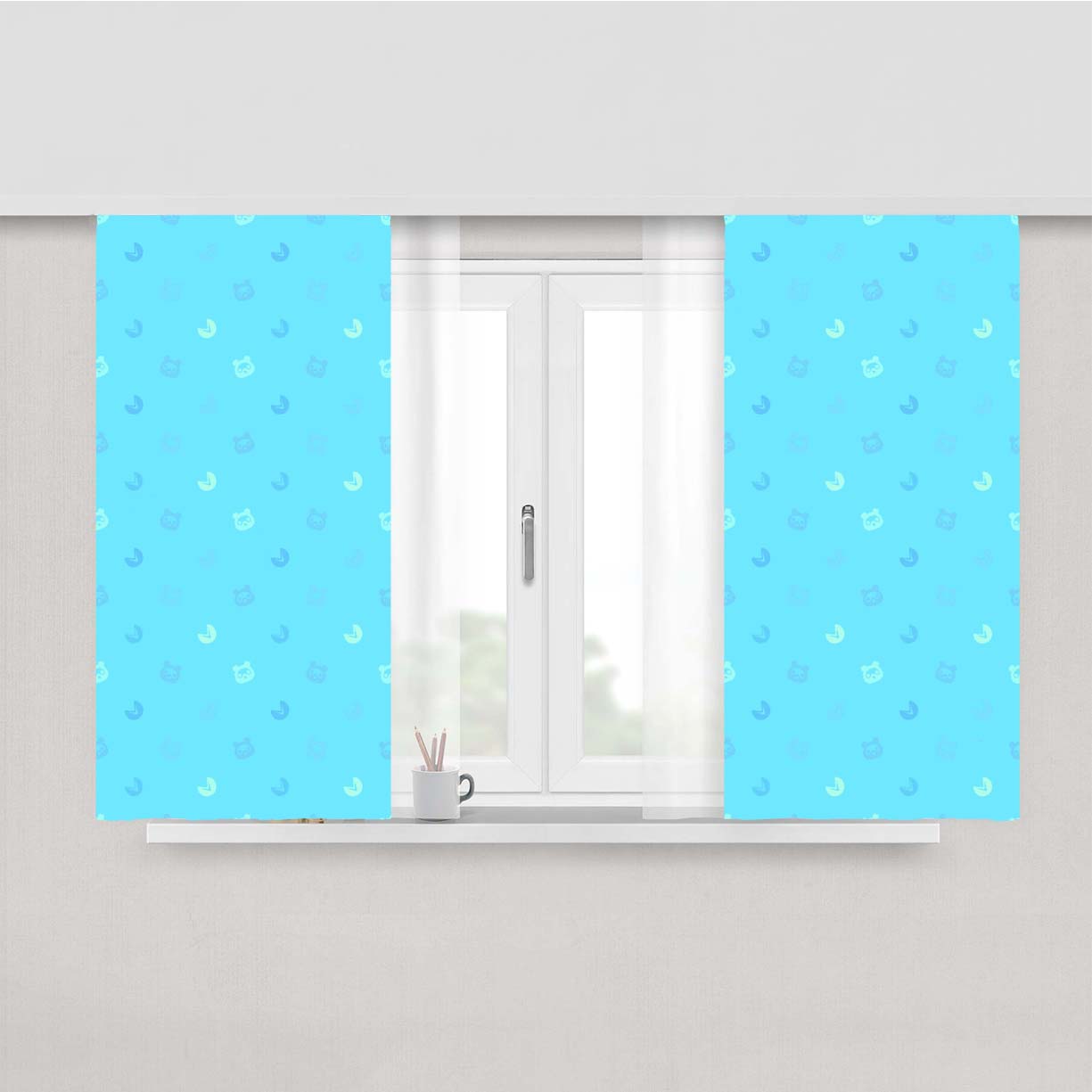 Animal Crossing Minimalist Pattern Peach Skin Window Curtains
