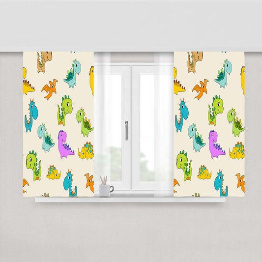 Animal Dino Pattern 1 Peach Skin Window Curtains