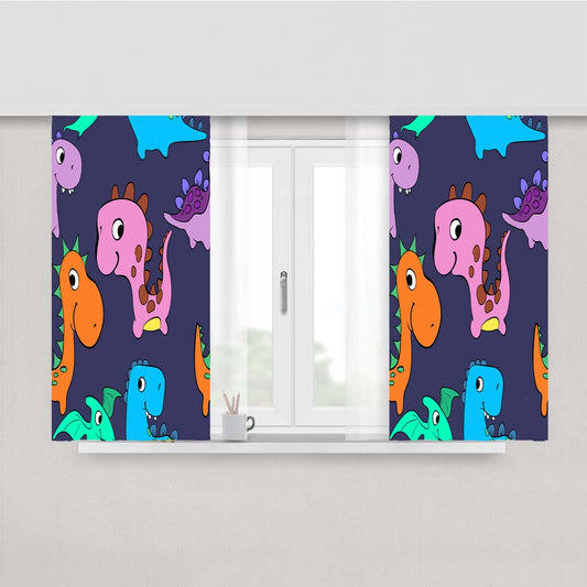 Animal Dino Pattern 2 Peach Skin Window Curtains