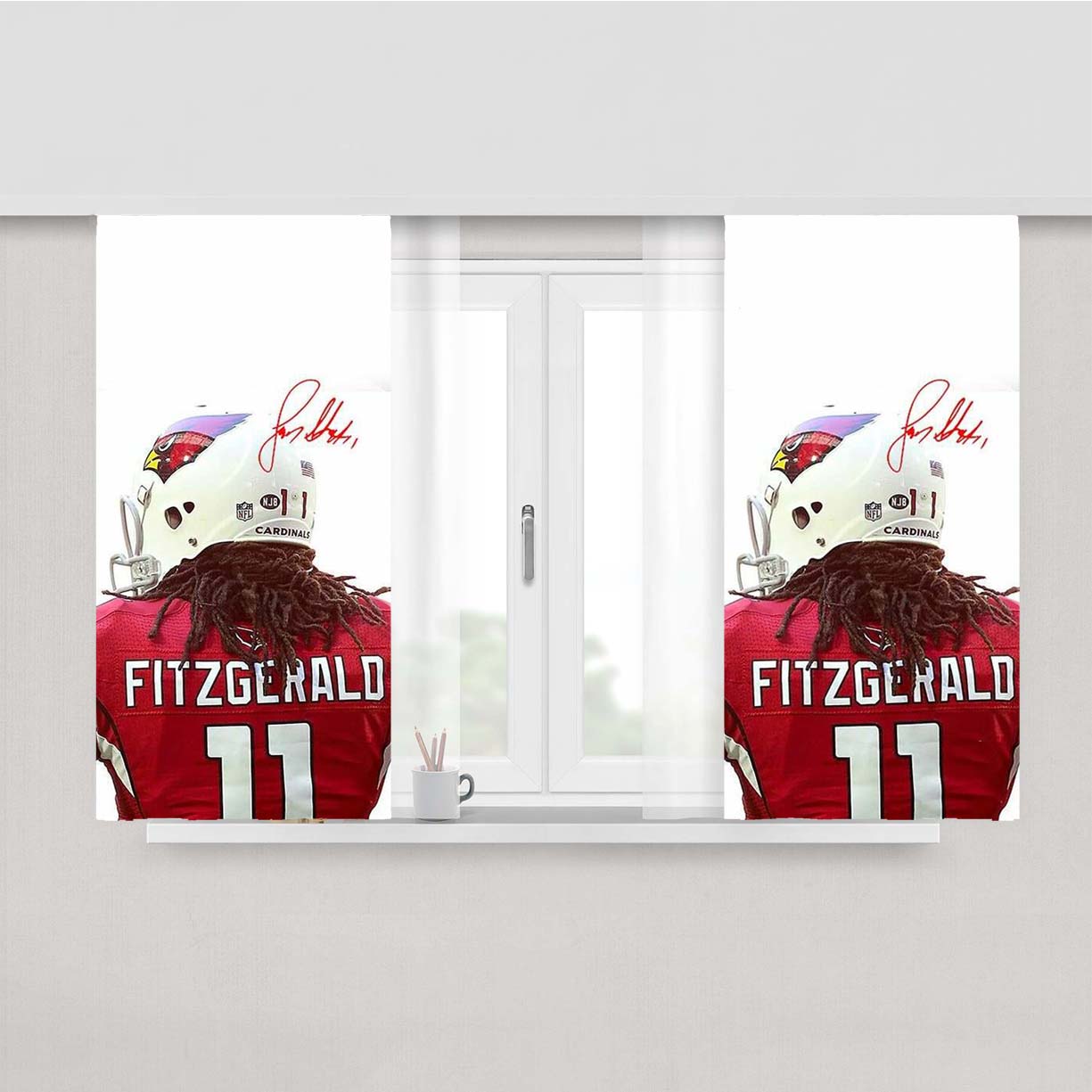 Arizona Cardinals Larry Fitzgerald Peach Skin Window Curtains