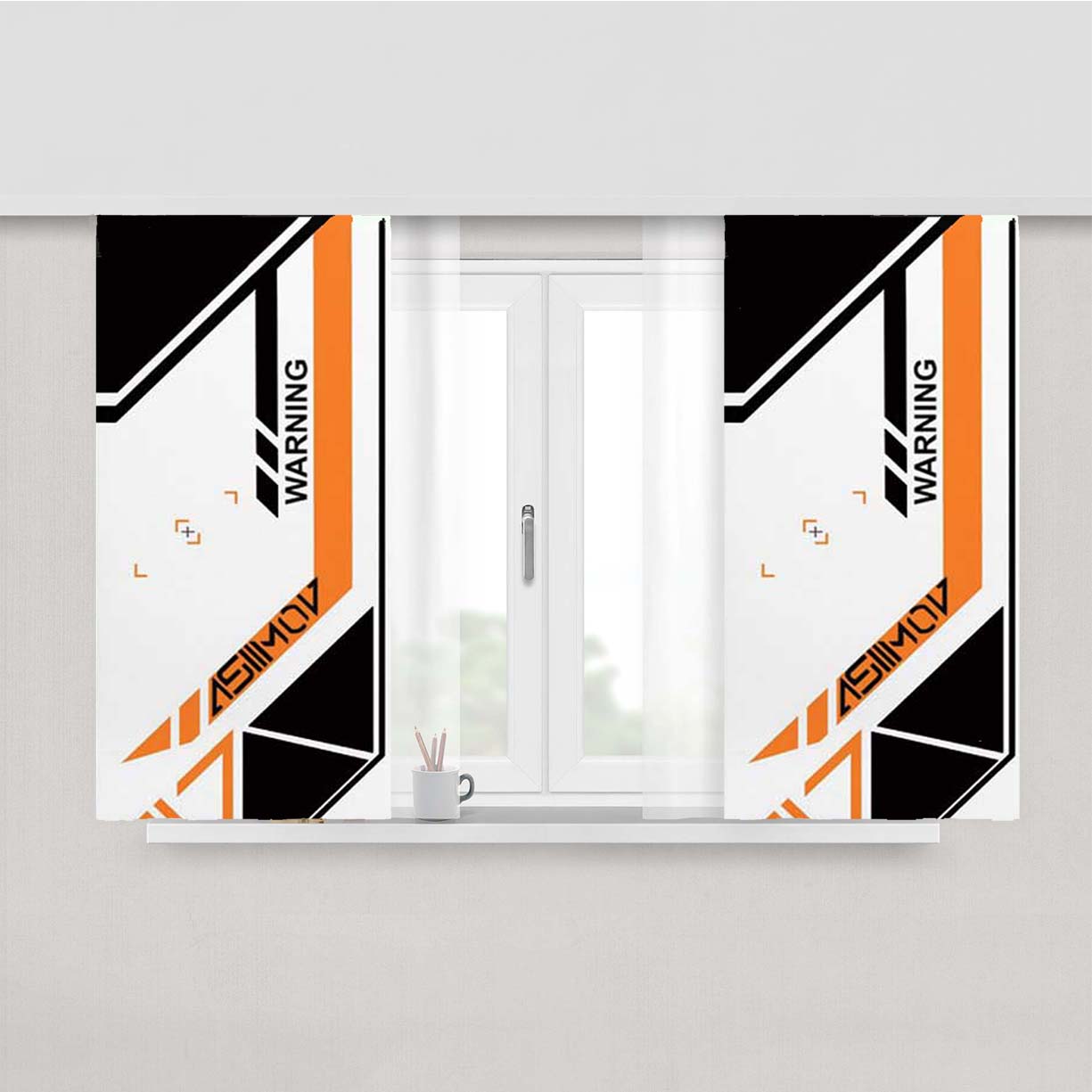 Asiimov Warning Peach Skin Window Curtains