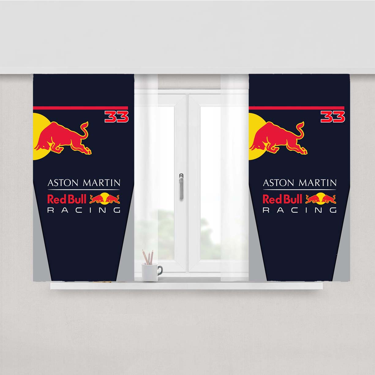 Aston Martin Red Bull Racing Wallpaper Peach Skin Window Curtains