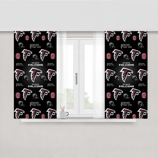 Atlanta Falcons Logo Pattern Black Peach Skin Window Curtains