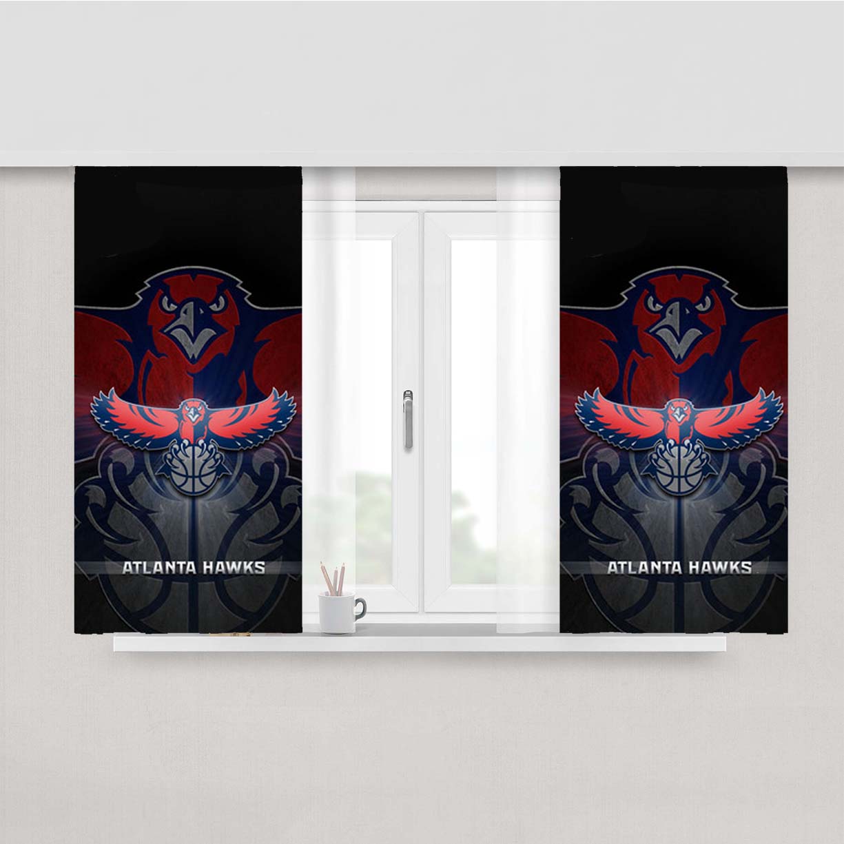Atlanta Hawks Basketball Peach Skin Window Curtains